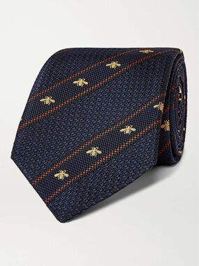 🔥🔥🔥 GUCCI 7cm Logo-Detailed Striped Silk-Jacquard Tie